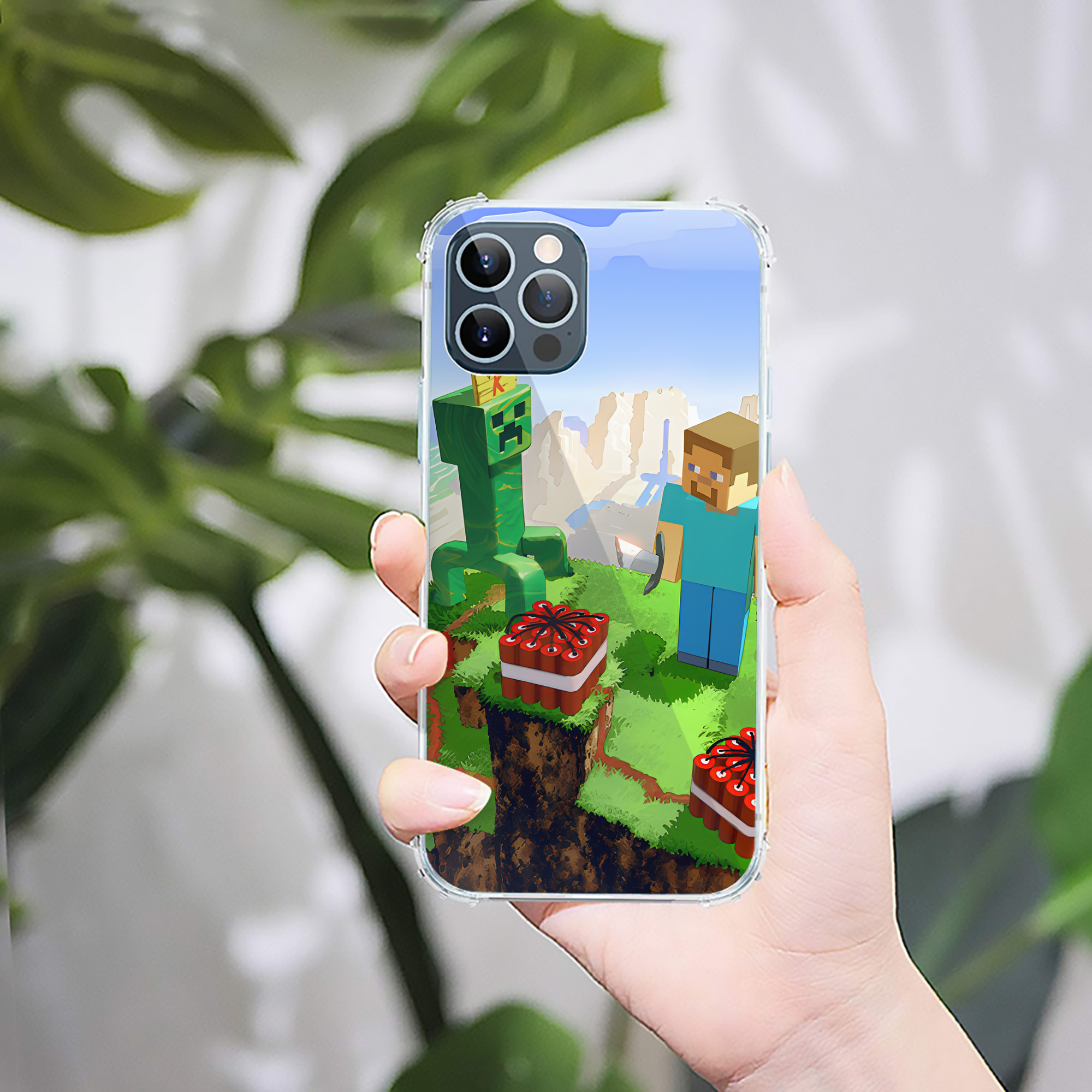 （画像用） マインクラフト ブロックの世界 Minecraft MC Block world 【iPhone 12シリーズ対応】透明スマホケース（クリアソフトケース）